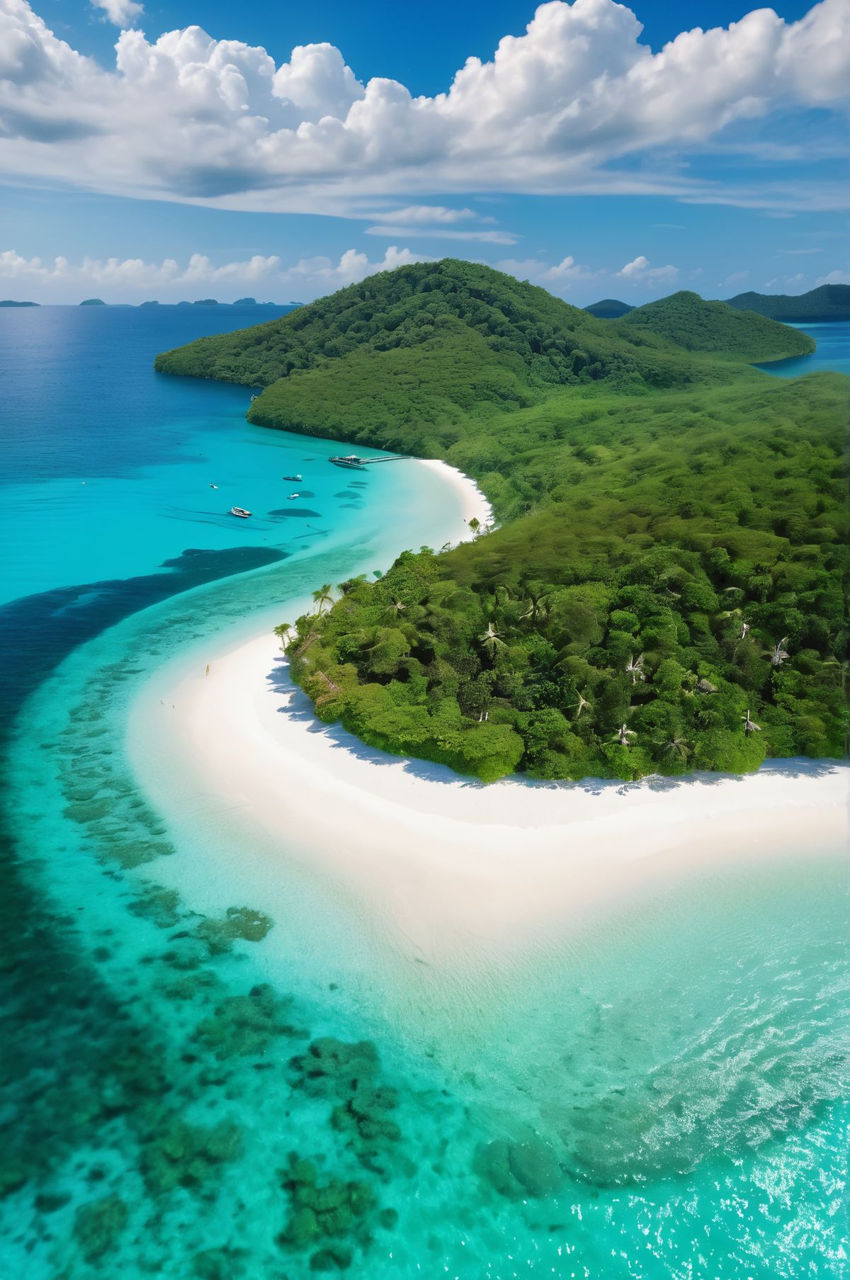 Koh Rong z lotu ptaka, dżungla, biały piasek i turkusowa laguna